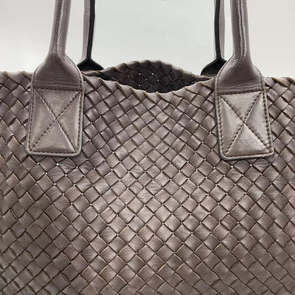 Bottega Veneta Cabat Tote Intreccio Leather Dark Chocolate Brown 40cm