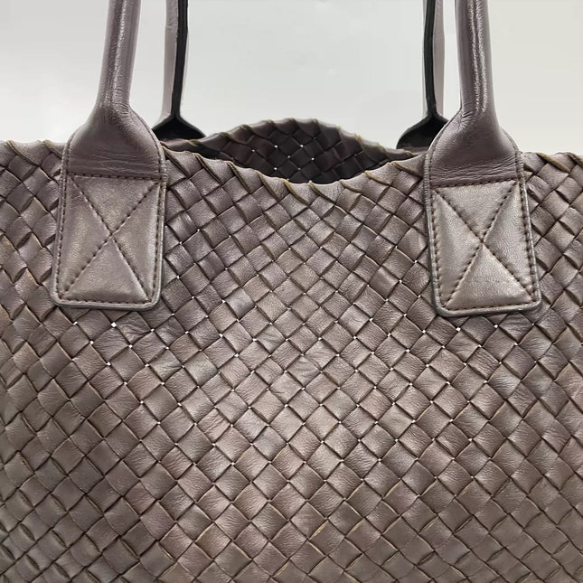 Bottega Veneta Cabat Tote Intreccio Leather Dark Chocolate Brown 40cm