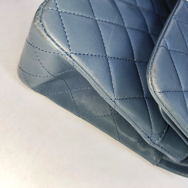 Chanel Timeless Classic Flap Medium Misty Blue Lambskin Leather Silver Hardware, 2012