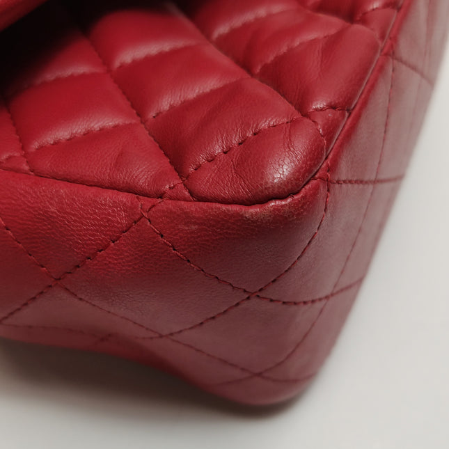 Chanel Classic Flap Mini Square Red Lambskin Leather Gold Hardware