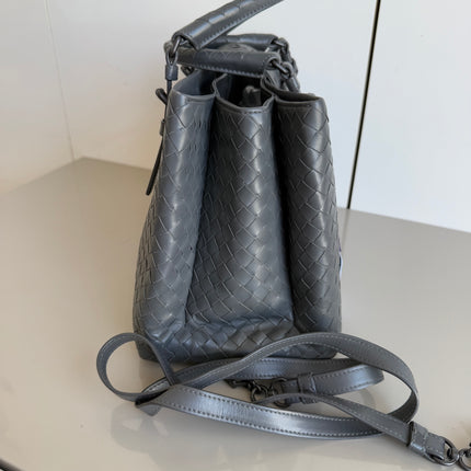 Bottega Veneta Roma Handbag Intrecciato Nappa Leather Grey Small 30cm