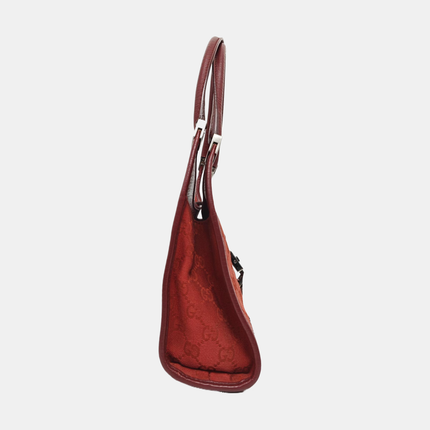 Gucci Jackie Vintage Red Monogram Fabric and Leather Shoulder Bag