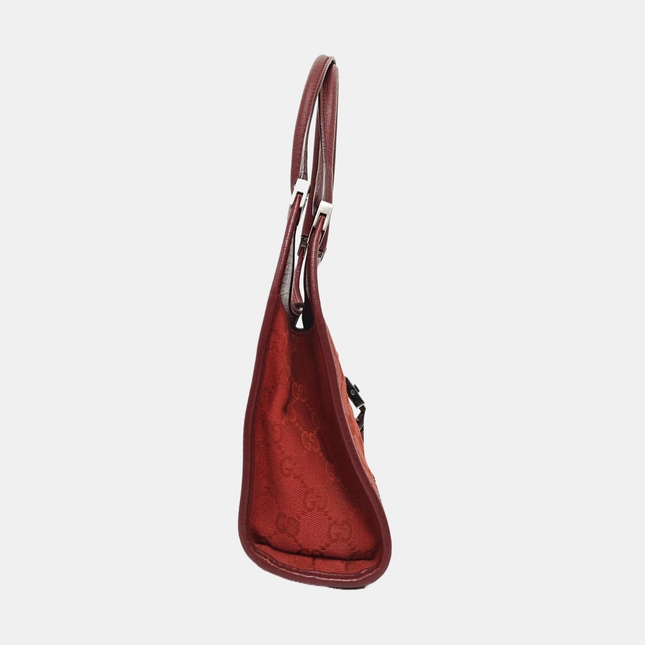 Gucci Jackie Vintage Red Monogram Fabric and Leather Shoulder Bag