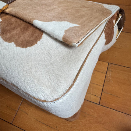 Fendi Mamma Baguette Large Pony hair in Cow Print Natural Color