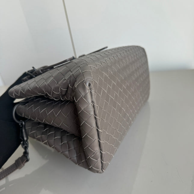 Bottega Veneta Roma Handbag Bag Intrecciato Nappa Leather Grey Mini 25cm