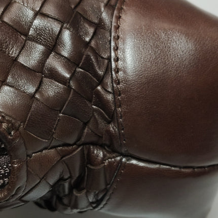 Bottega Veneta Top Handle Bowling Bag Dark Chocolate Brown Intrecciato Leather