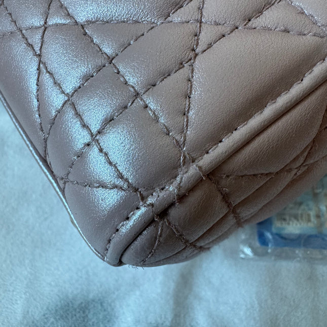 Lady Dior Mini Pearlescent Pink Lambskin Leather Gold HW Chain Strap