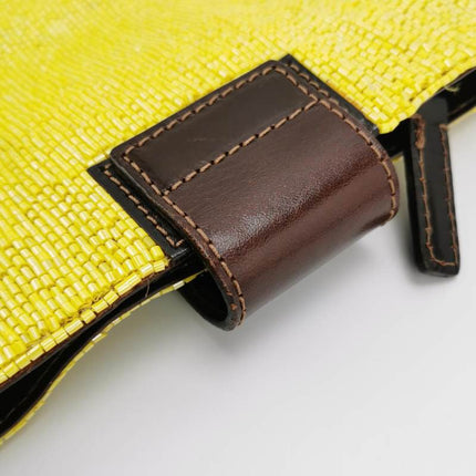 Fendi Lemon Yellow Beaded Top Opening Crossbody Bag