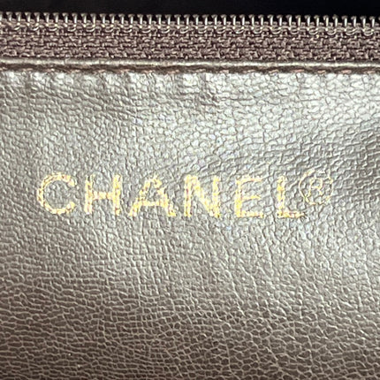Chanel Vintage Front Pocket Tote Chocolate Brown Caviar Leather Double Gold Leather Chain