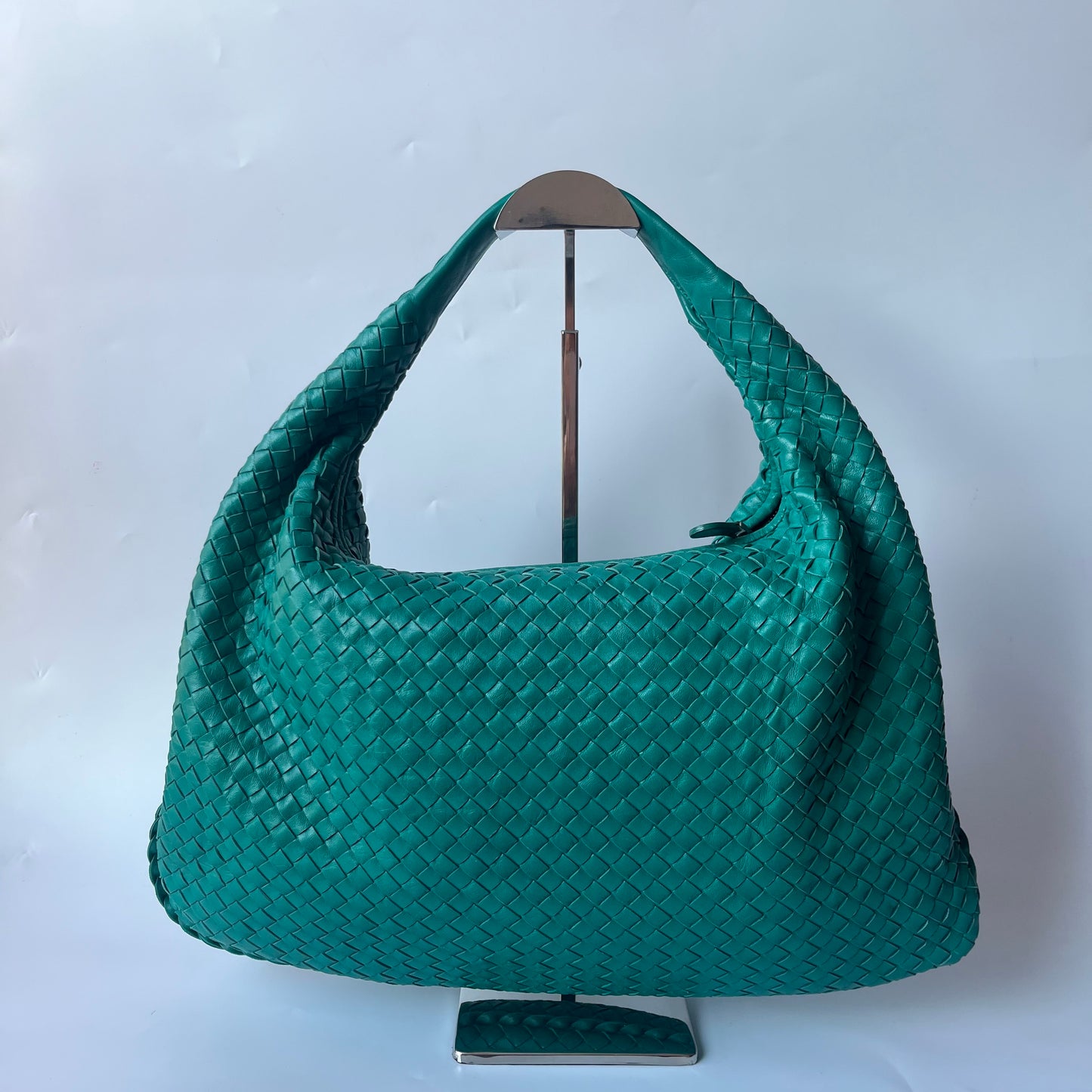 Bottega Veneta Veneta Hobo Teal Green 45cm Lambskin Leather