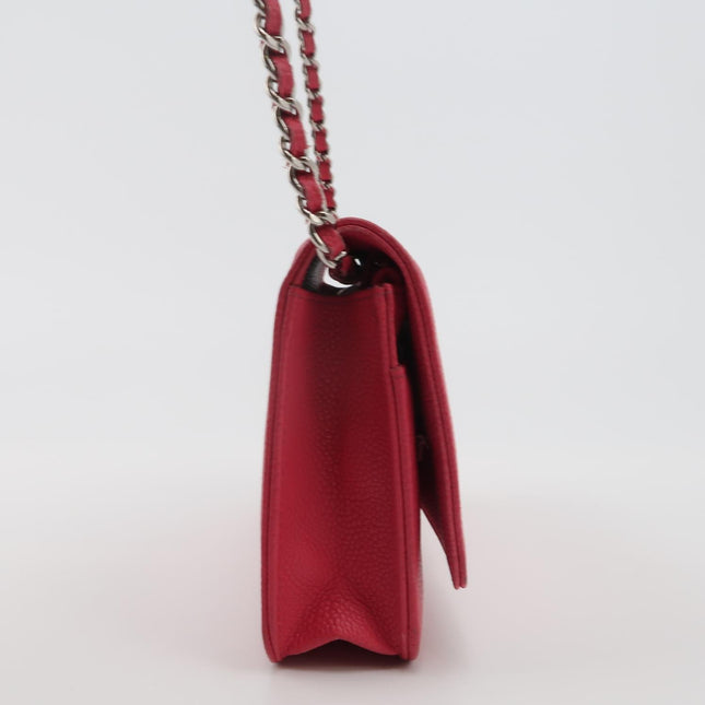 Chanel WOC Wallet on Chain Fuchsia Caviar Leather with Enamel Logo