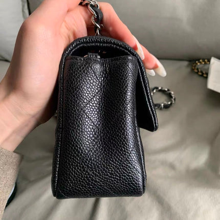 Chanel Classic Flap Mini Black Caviar Silver Hardware 2017-18