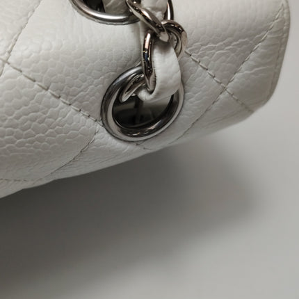 Chanel Classic Flap Medium 2008 White Caviar Leather Silver Hardware