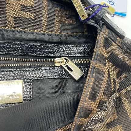 Sold Fendi Baguette Classic Zucca Print Fendi Monogram Glossy Embroidery Lizzard Skin Strap