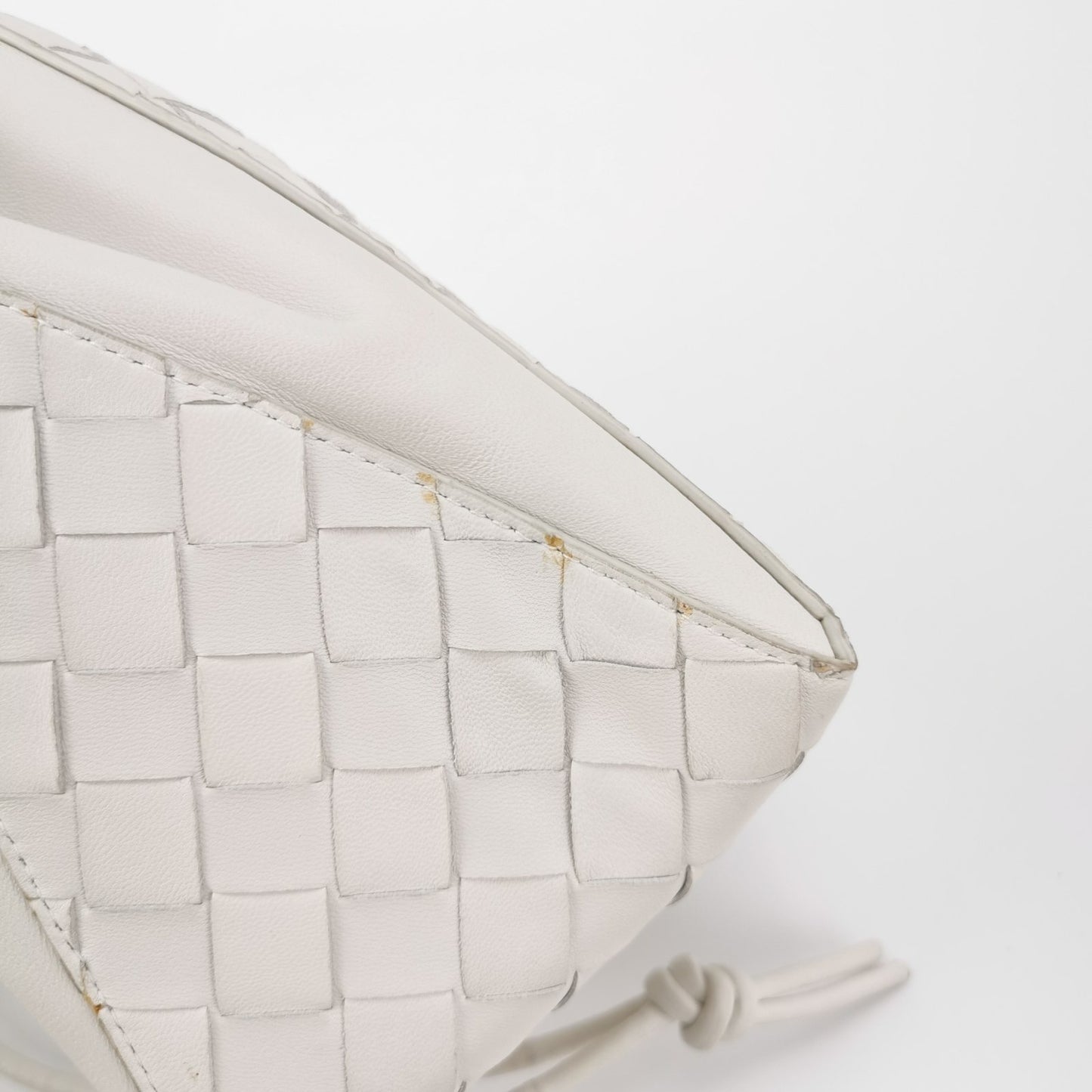 Bottega Veneta White Intrecciato The Mini Knot Shoulder Bag