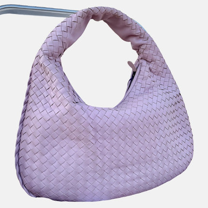 Sold Bottega Veneta Veneta Hobo Medium Lilac Lavender Intrecciato Leather Bag 40cm