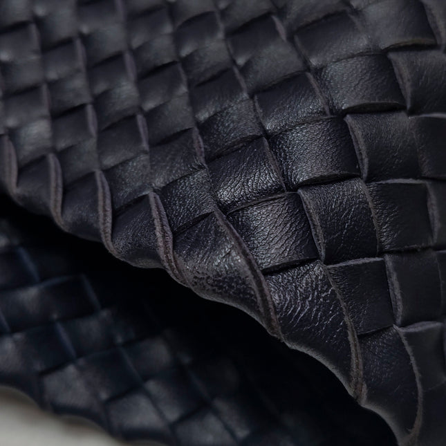 Bottega Veneta Cabat MM Intreccio Leather Tote Bag Navy 40cm