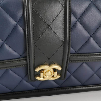 Sold Chanel Elegant CC Flap Bag Navy Black Quilted Medium