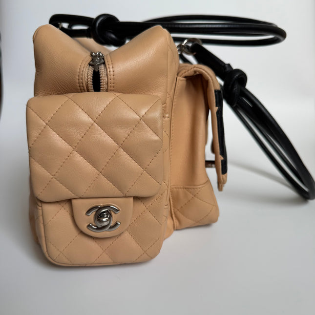 Chanel Cambon Multi-pocket Ligne Reporter Bag Large Beige Calfskin Leather