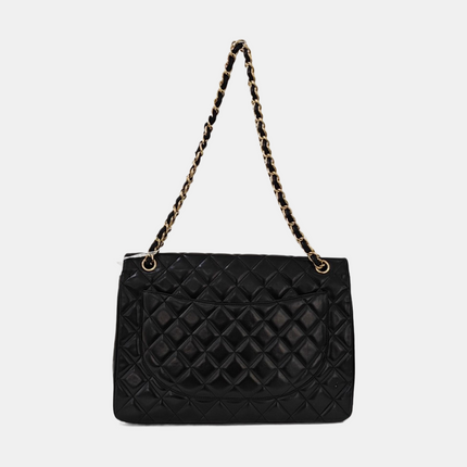 Chanel Classic Flap Maxi Black Lambskin Leather Single Flap with Gold Hardware 2009-2010
