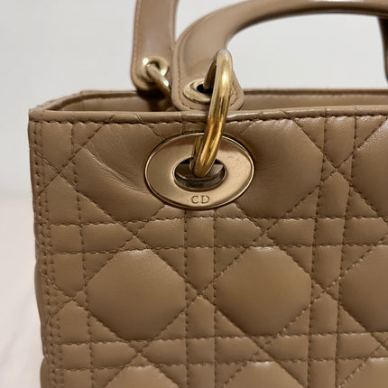 Sold Lady Dior Medium Beige Cannage Lambskin Leather
