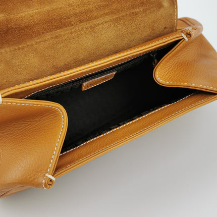 Dior Top Handle Saddle Bag Cognac Tan Brown Calfskin Leather