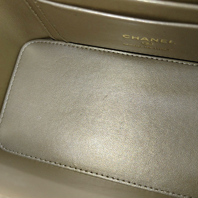Sold Chanel Vanity Case Mini Lambskin Leather Yellow Gold Ball Adjustable Strap, Chip