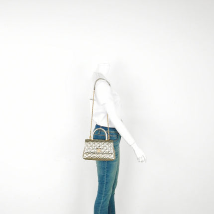 Chanel Coco Handle Small Metallic Caviar Leather Gold Hardware, 2019
