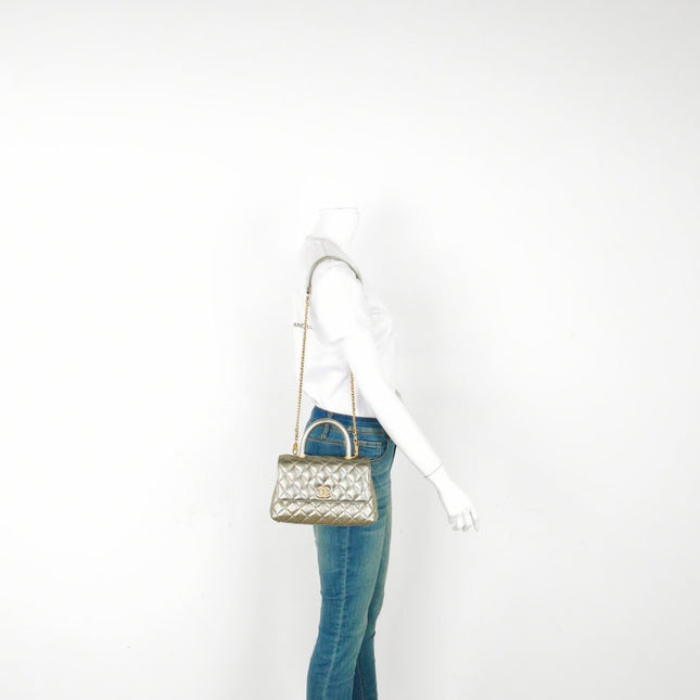 Chanel Coco Handle Small Metallic Caviar Leather Gold Hardware, 2019