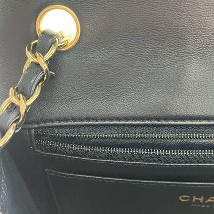 Chanel Classic Flap Mini Rectangular Navy Lambskin Leather Gold Hardware, 2020