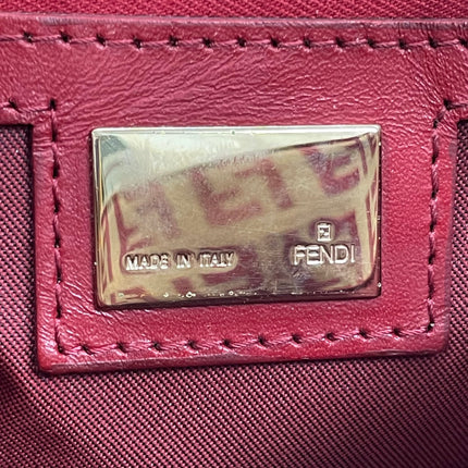 Fendi Mamma Baguette Red Classic Zucchino Monogram Shoulder Bag