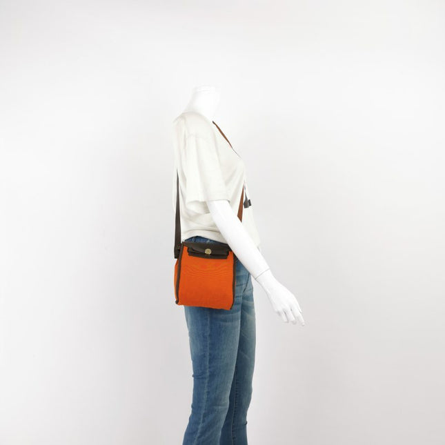 Hermes Herbag Mini Red and Orange Canvas Silver-tone Hardware Crossbody Bag