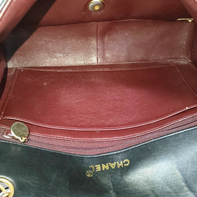 Sold Chanel Diana CC Flap Bag Vintage 1989 Black Lambskin Leather with 24k Gold Hardware
