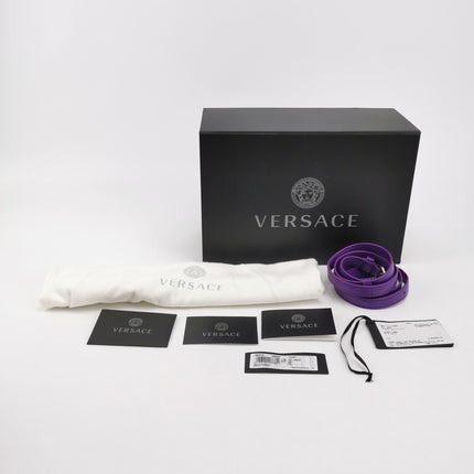 Versace La Medusa Mini Crystal Embellished Top Handle Bag in Purple