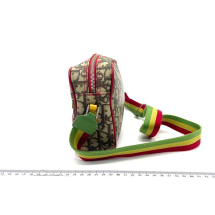 Dior No. 2 Rasta Trotter Camera Bag Beige Monogram Red Yellow Green Web Strap