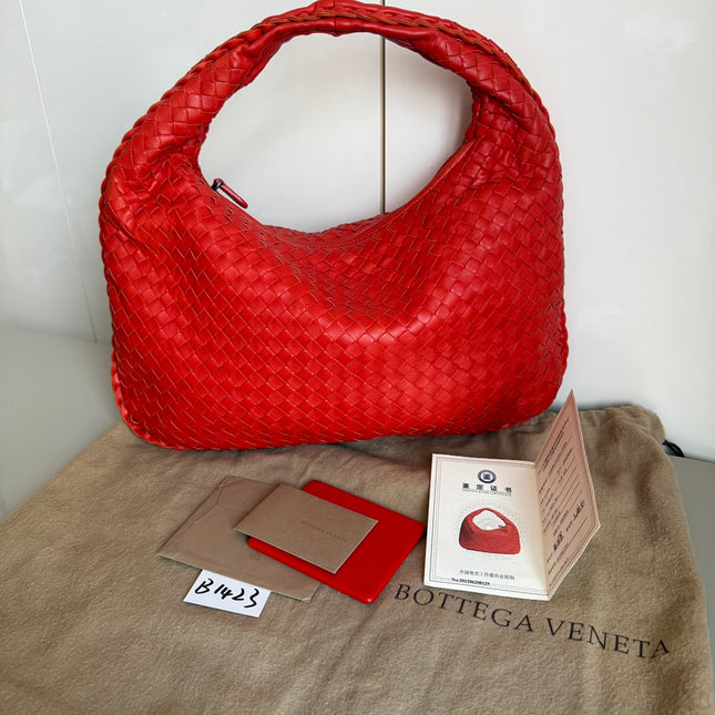 Bottega Veneta Hobo Bag leather Bright Red Medium 40cm-Luxbags