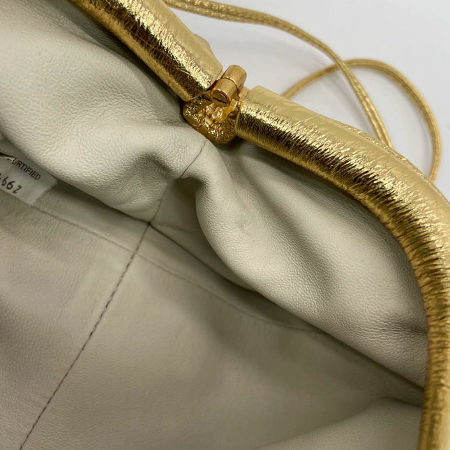 Sold Bottega Veneta Pouch Mini Gold Lambskin Leather Crossbody Bag