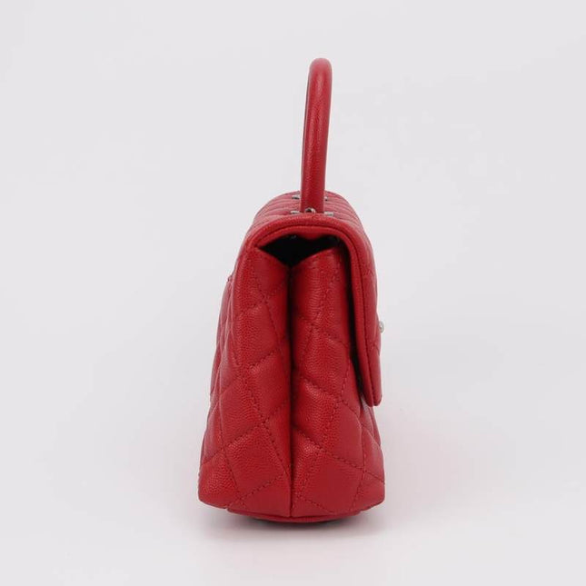 Sold Chanel Coco Handle Small Red Caviar Leather Silver Hardware, 2016-2017