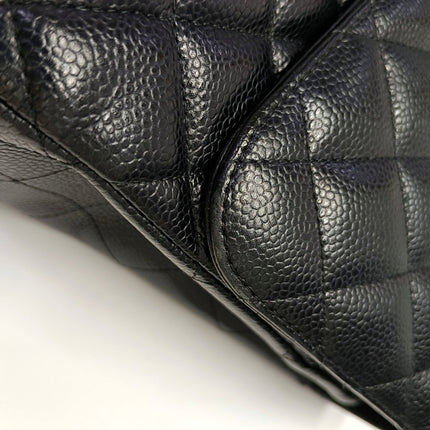 Chanel Classic Flap Jumbo 2012 Black Caviar Leather Double Flap Gold Hardware