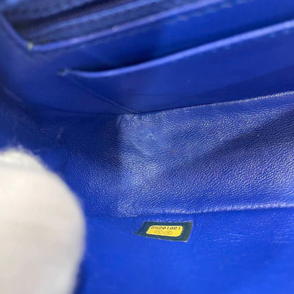 Chanel Classic Flap Mini 2013 Blue Silk Satin Gold Hardware