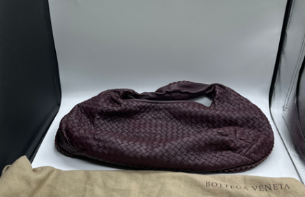 Sold Bottega Veneta Belly Hobo Intrecciato Eggplant Purple Leather Large 50cm