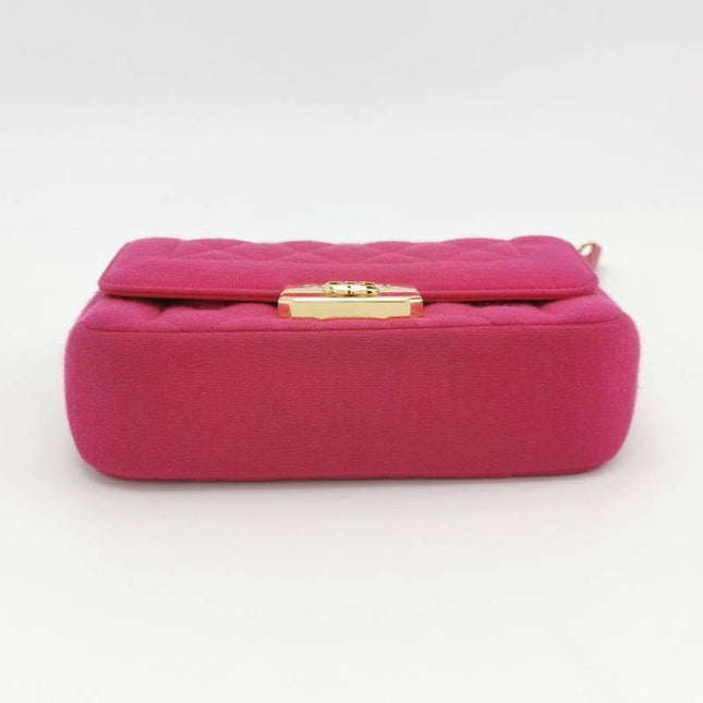 Chanel Mini Chic With Me Flap Bag Cotton Cloth Pink Fuchsia Crossbody Bag