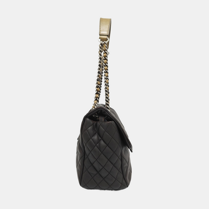Chanel Coco Casual Flap Bag Quilted Caviar Large Brown Leather