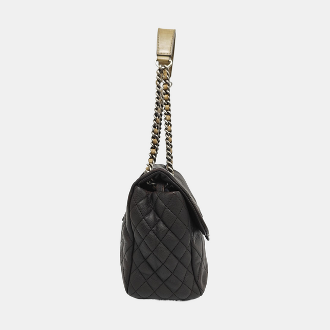 Chanel Coco Casual Flap Bag Quilted Caviar Large Brown Leather