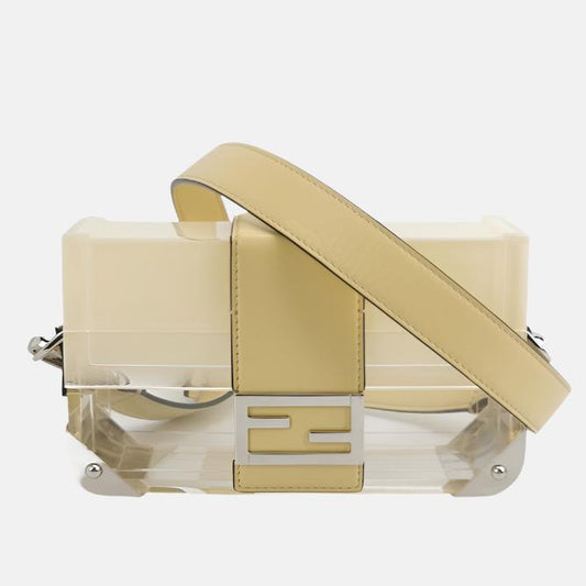 Fendi Baguette Mini Box Yellow/Clear Acrylic Plexiglass and Leather Crossbody Bag-Luxbags