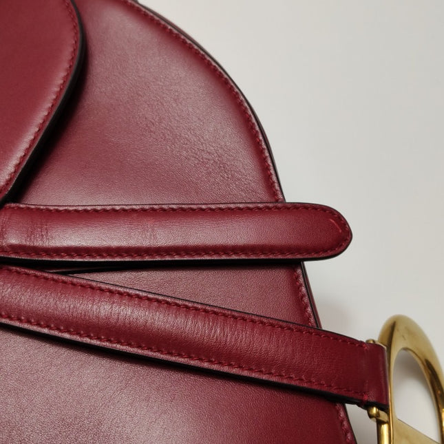 Sold Dior Saddle Shoulder Bag Medium Red Smooth Leather Gold Hardware