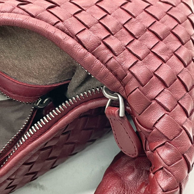 Sold Bottega Veneta Belly Hobo Intrecciato Burgundy Ancora Red Medium 45cm