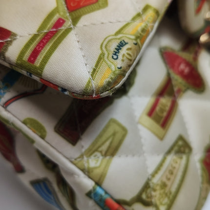 Chanel Classic Flap Mini Satin Paris Cuba Cigar Label Print Beige Multicolor, 2017