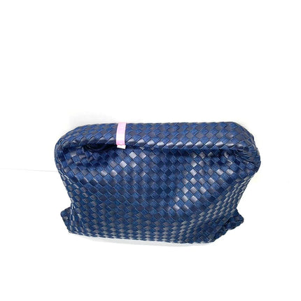 Bottega Veneta Hop Large Leather and Denim Intrecciato Navy Hobo Bag 55cm