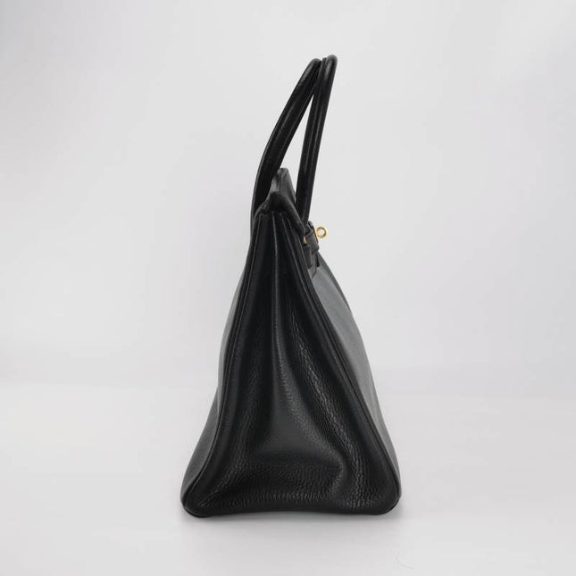 Hermes Birkin 35 Black Calfskin Leather Gold Hardware 1997